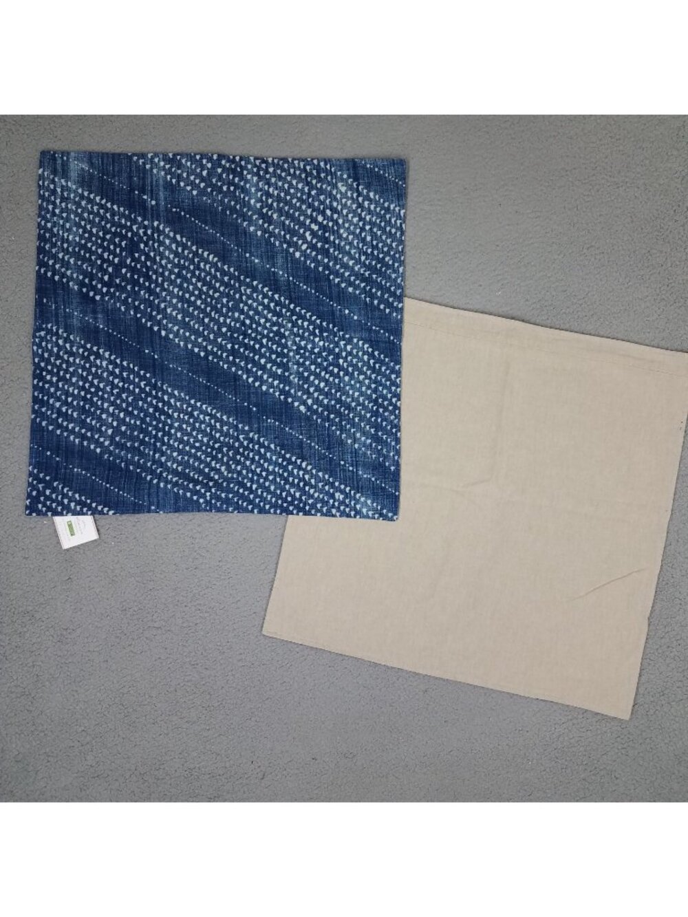 NEW Pottery Barn Stanton Print Pillow Cover Square 22 x 22 Denim Beach Blue